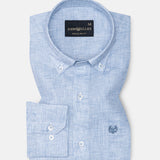 Isaac Blue Check Button Down Linen Shirt - John Ellies