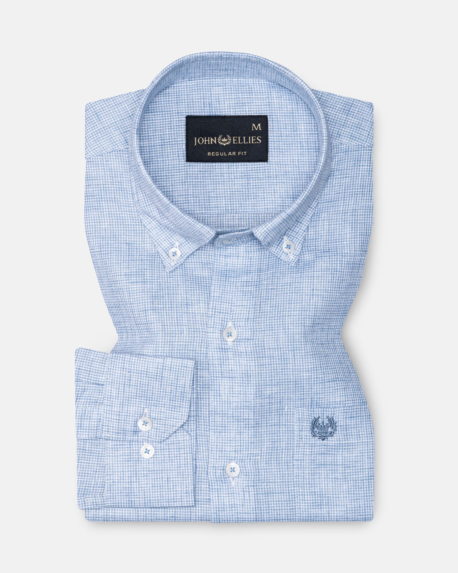 Isaac Blue Check Button Down Linen Shirt - John Ellies