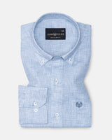 Isaac Blue Check Button Down Linen Shirt