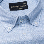 Isaac Blue Check Button Down Linen Shirt - John Ellies