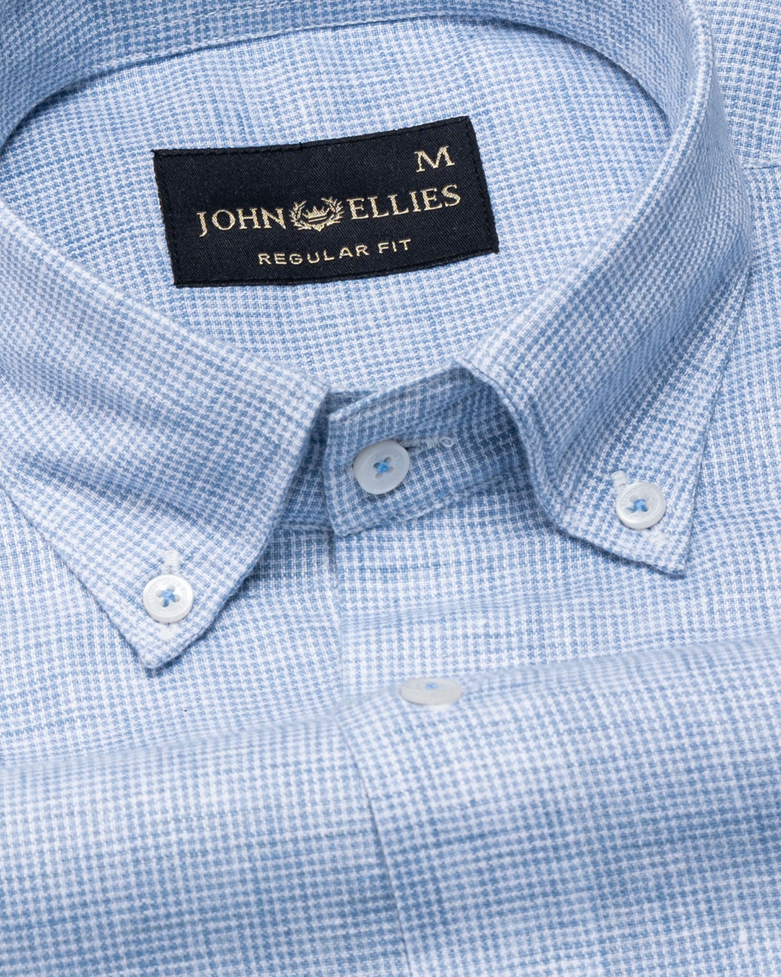 Isaac Blue Check Button Down Linen Shirt - John Ellies