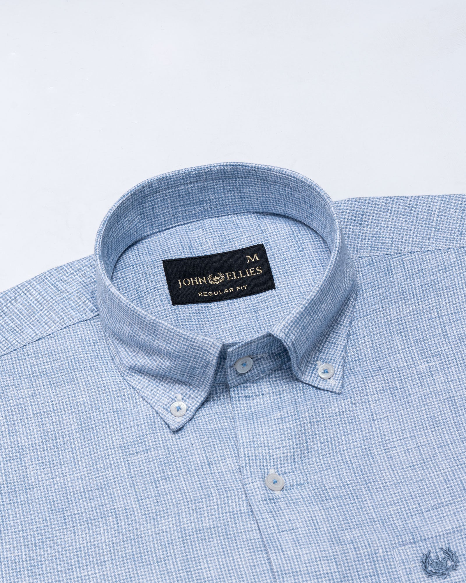 Isaac Blue Check Button Down Linen Shirt - John Ellies