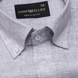 Isaac Purple Check Button Down Linen Shirt - John Ellies