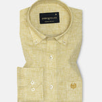 Isaac Yellow Check Button Down Linen Shirt - John Ellies