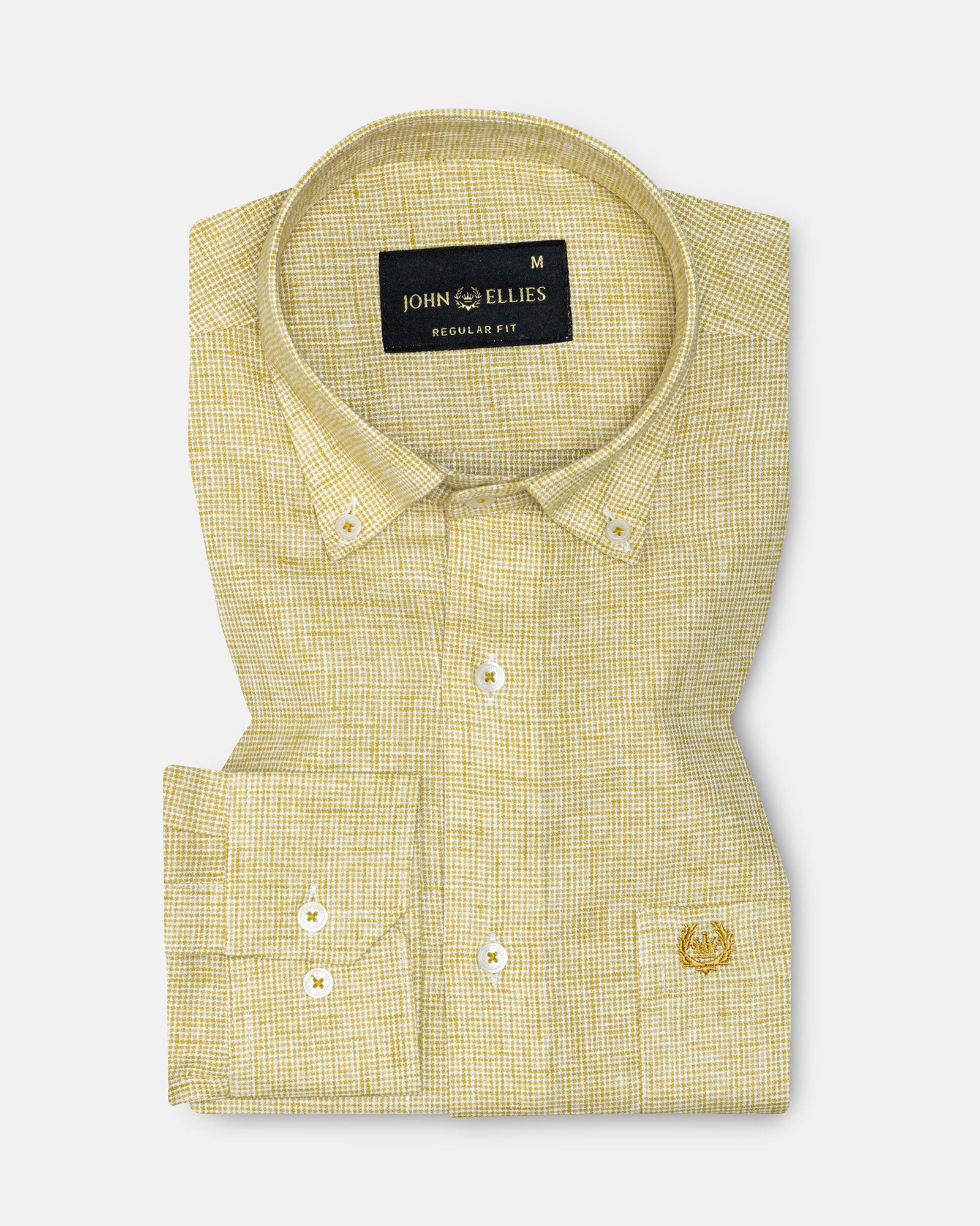 Isaac Yellow Check Button Down Linen Shirt - John Ellies