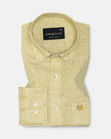 Isaac Yellow Check Button Down Linen Shirt
