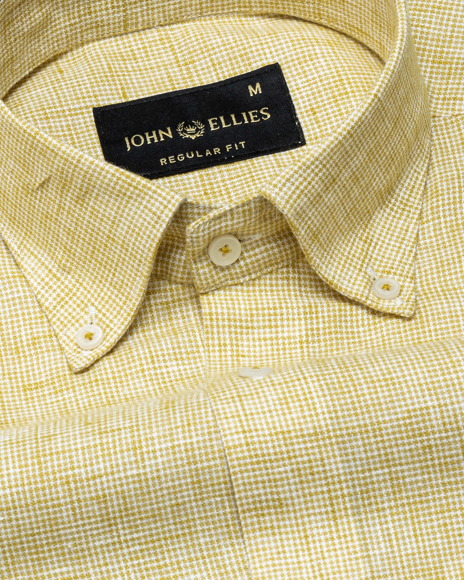 Isaac Yellow Check Button Down Linen Shirt - John Ellies