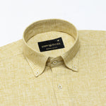 Isaac Yellow Check Button Down Linen Shirt - John Ellies