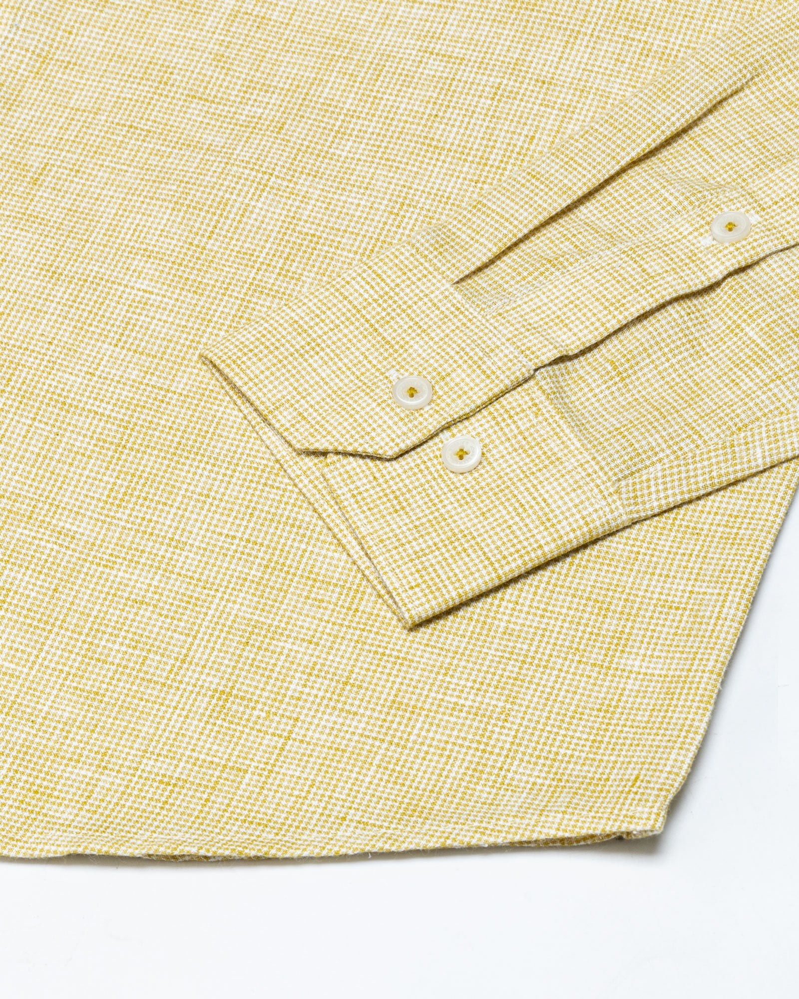 Isaac Yellow Check Button Down Linen Shirt - John Ellies