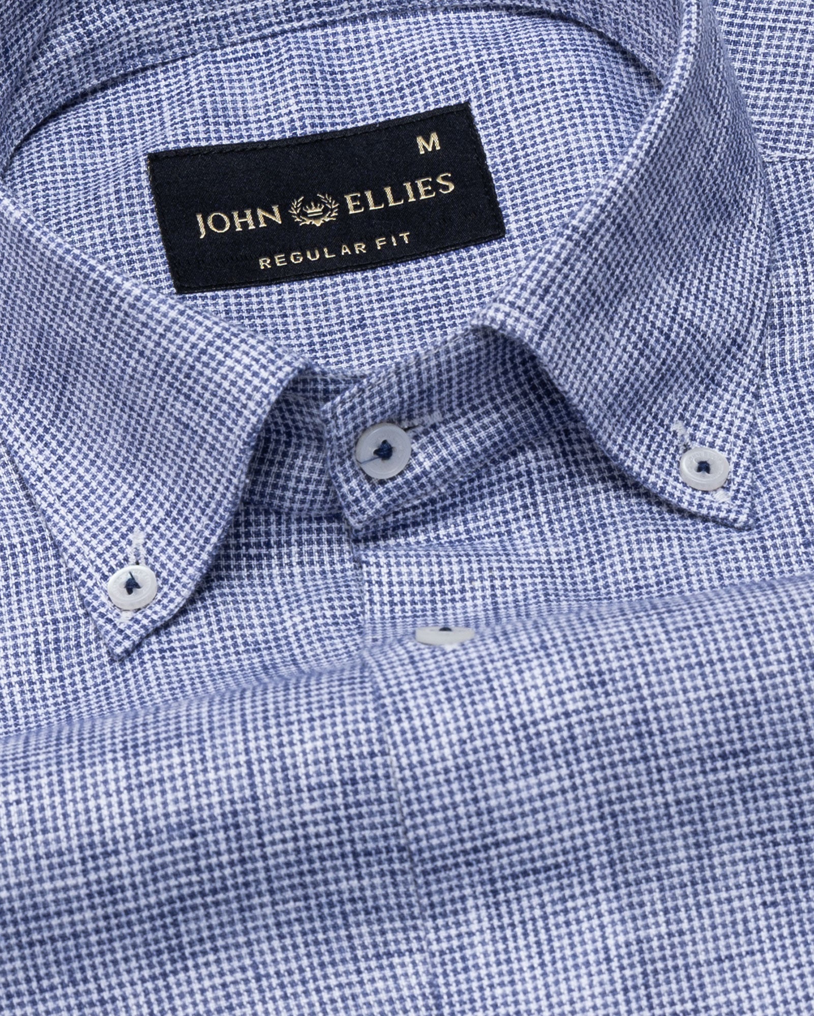 Isaac Navy Blue Check Button Down Linen Shirt - John Ellies