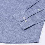 Isaac Navy Blue Check Button Down Linen Shirt - John Ellies