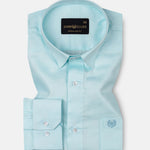 Agnes Cyan Textured Cotton Shirt - John Ellies