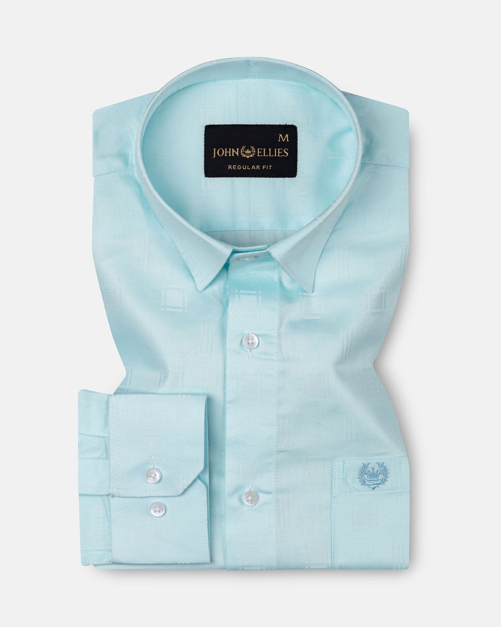 Agnes Cyan Textured Cotton Shirt - John Ellies