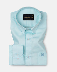 Agnes Cyan Textured Cotton Shirt - John Ellies