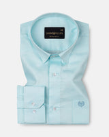 Agnes Cyan Textured Cotton Shirt
