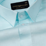 Agnes Cyan Textured Cotton Shirt - John Ellies