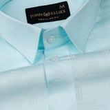 Agnes Cyan Textured Cotton Shirt - John Ellies