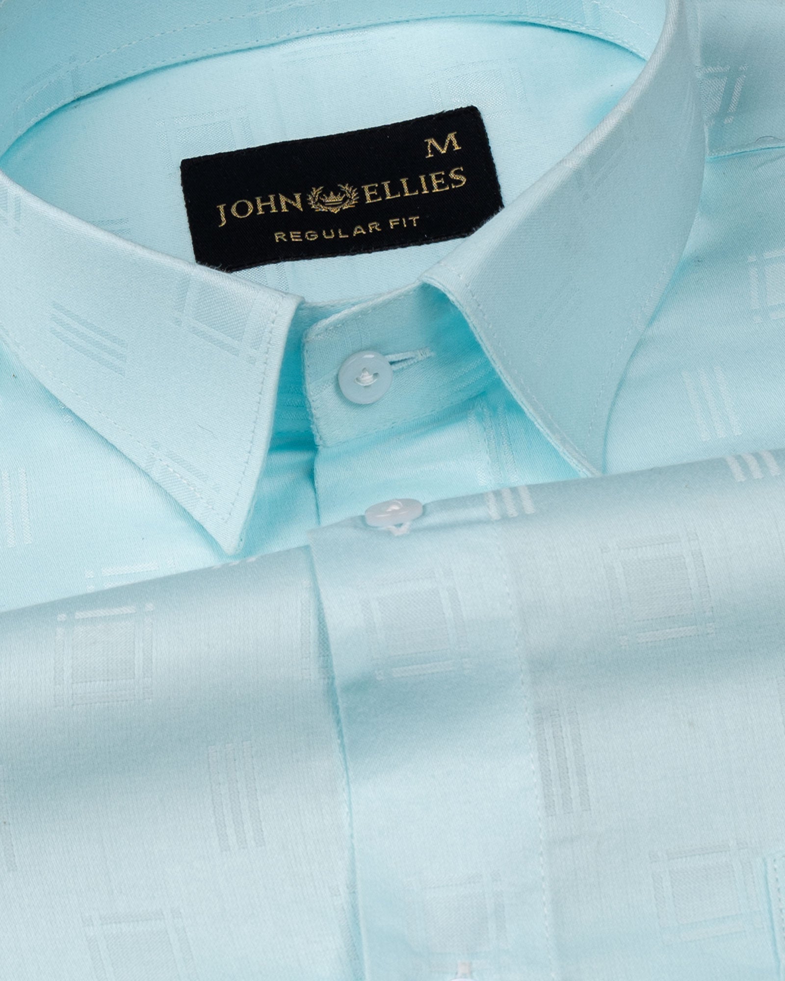 Agnes Cyan Textured Cotton Shirt - John Ellies