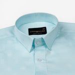 Agnes Cyan Textured Cotton Shirt - John Ellies