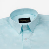 Agnes Cyan Textured Cotton Shirt - John Ellies