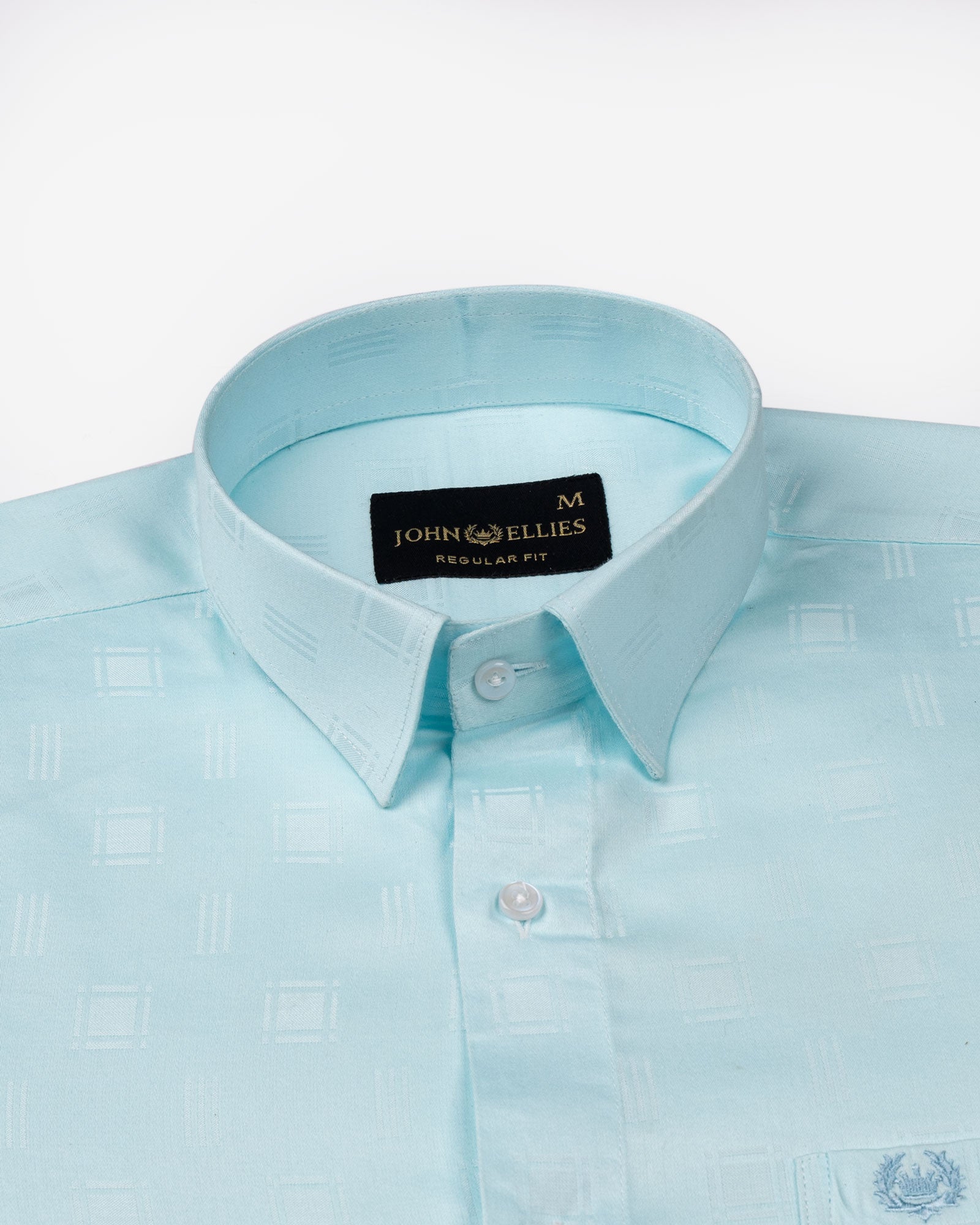 Agnes Cyan Textured Cotton Shirt - John Ellies