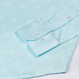 Agnes Cyan Textured Cotton Shirt - John Ellies