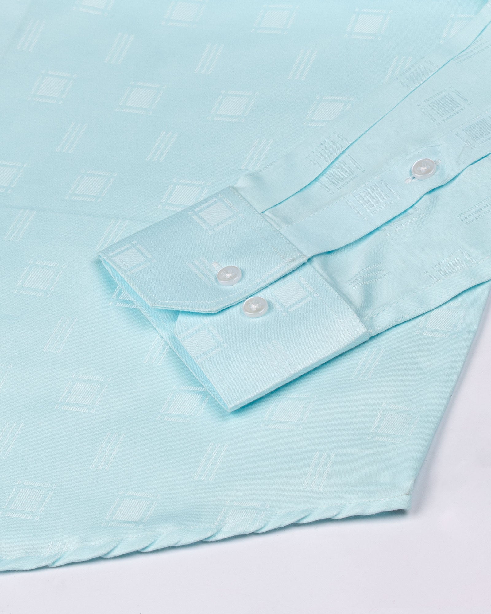 Agnes Cyan Textured Cotton Shirt - John Ellies