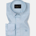Agnes Sky Blue Textured Cotton Shirt - John Ellies