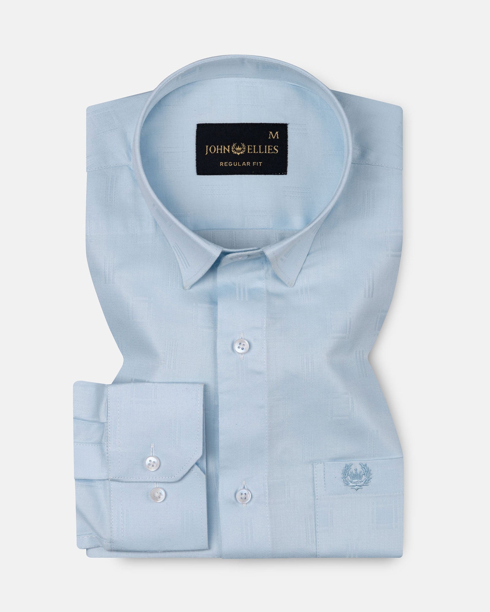 Agnes Sky Blue Textured Cotton Shirt - John Ellies