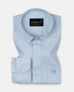 Agnes Sky Blue Textured Cotton Shirt - John Ellies