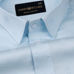Agnes Sky Blue Textured Cotton Shirt - John Ellies