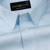 Agnes Sky Blue Textured Cotton Shirt - John Ellies