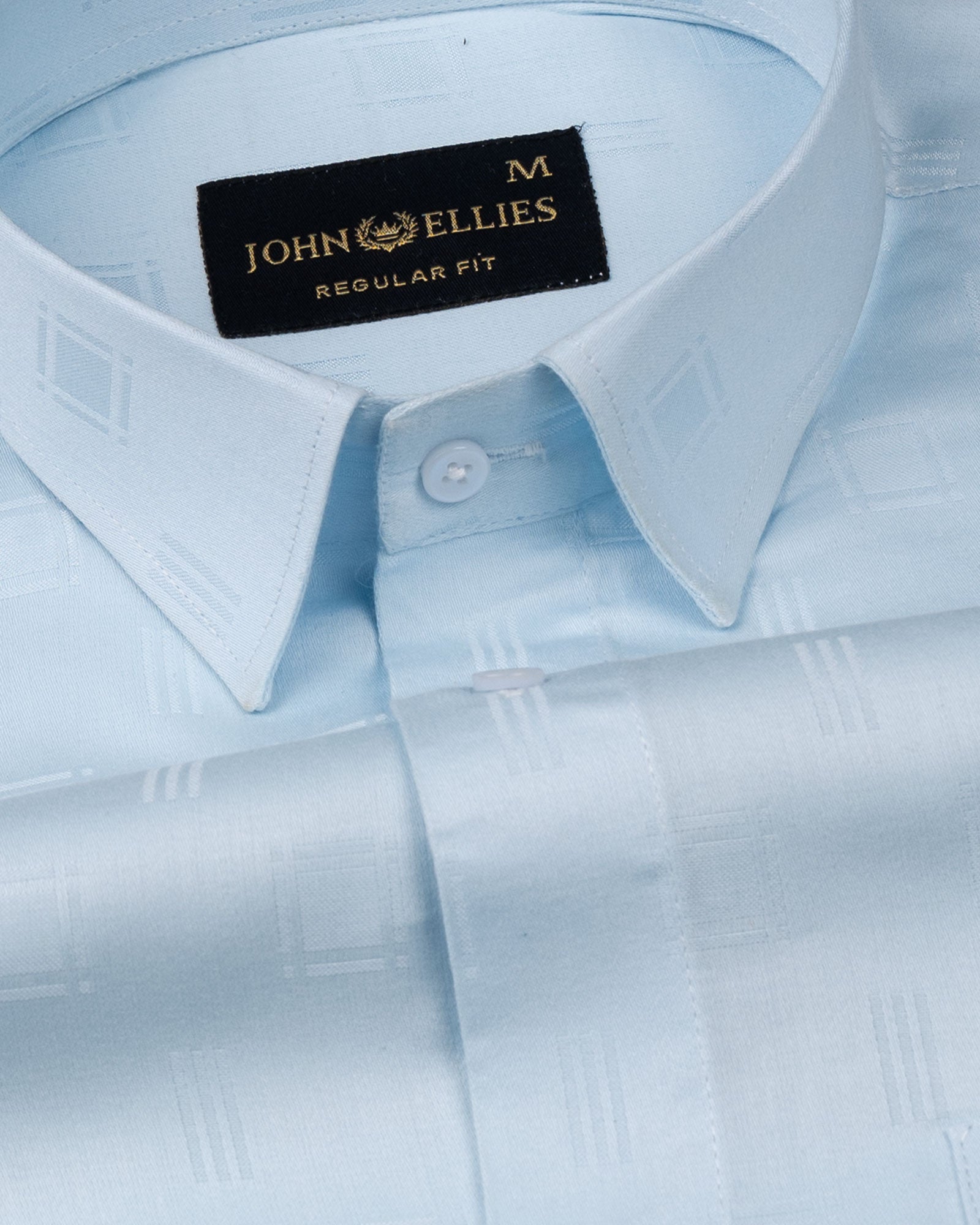 Agnes Sky Blue Textured Cotton Shirt - John Ellies