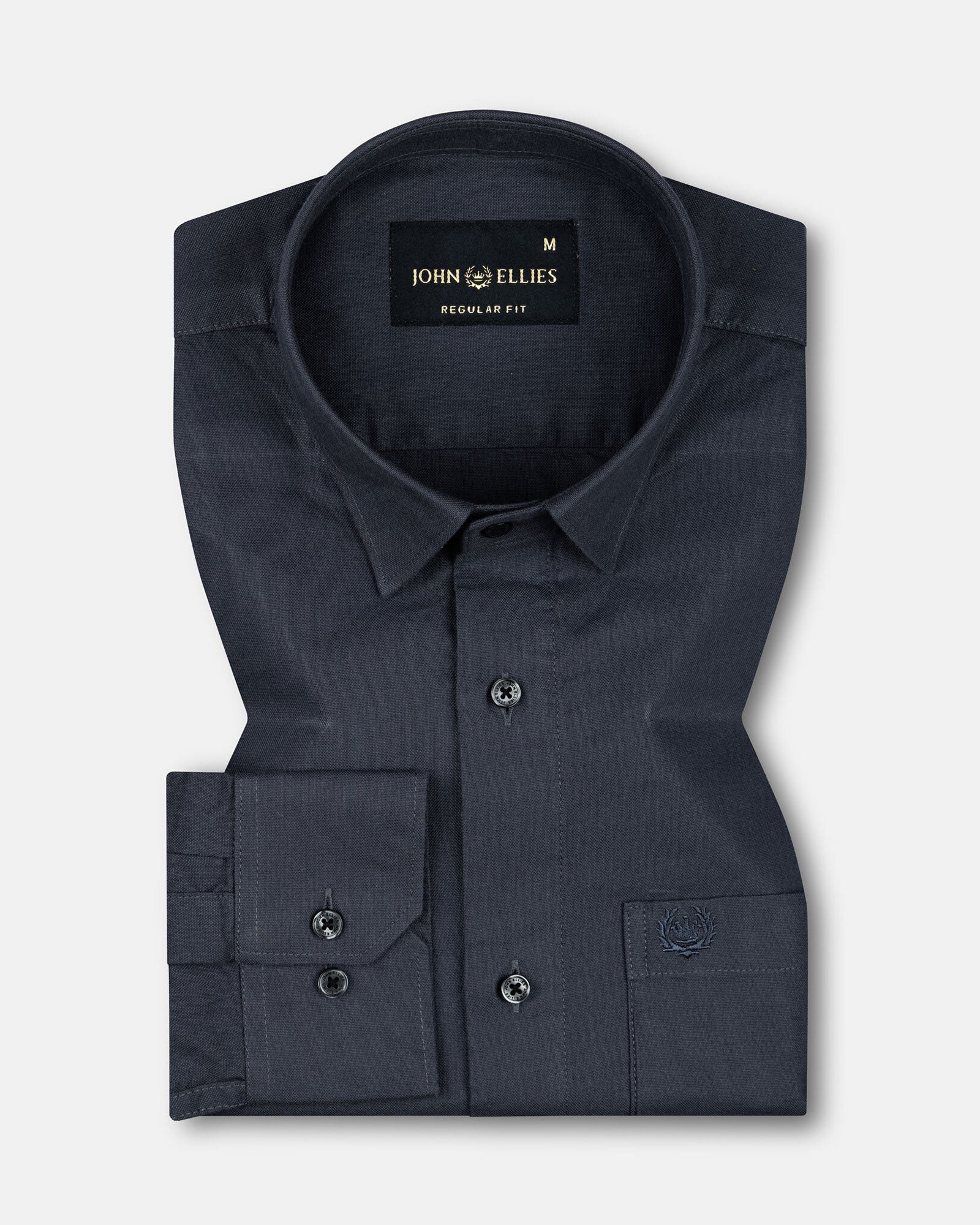 Ophel Grey Plain Oxford Cotton Shirt - John Ellies
