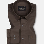 Ophel Brown Plain Oxford Cotton Shirt - John Ellies