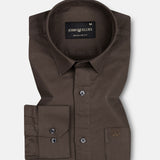 Ophel Brown Plain Oxford Cotton Shirt - John Ellies