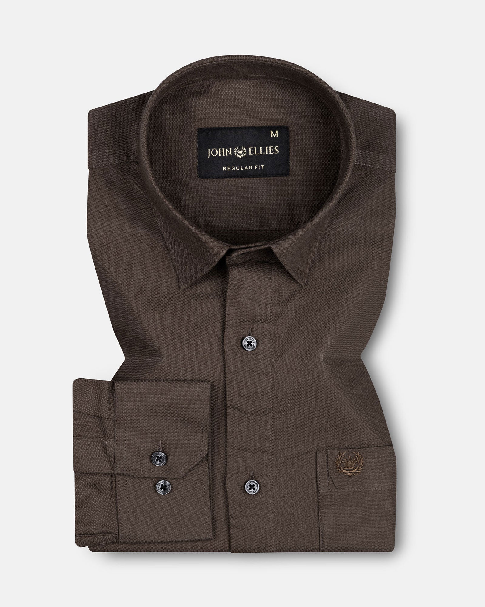 Ophel Brown Plain Oxford Cotton Shirt - John Ellies