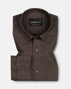 Ophel Brown Plain Oxford Cotton Shirt - John Ellies