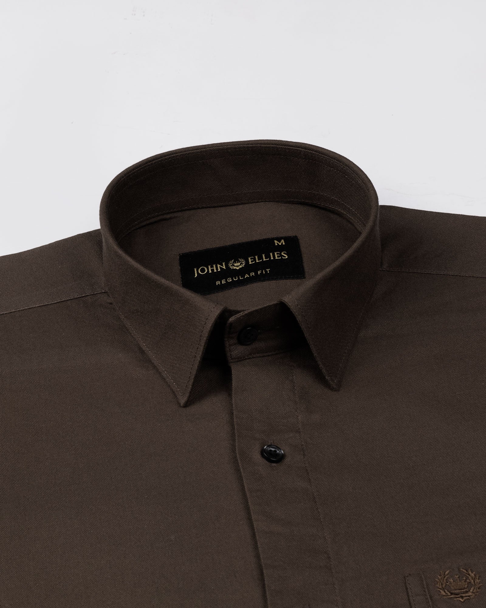 Ophel Brown Plain Oxford Cotton Shirt - John Ellies