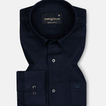 Ophel Navy Blue Plain Oxford Cotton Shirt - John Ellies