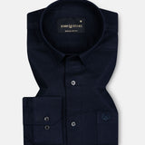 Ophel Navy Blue Plain Oxford Cotton Shirt - John Ellies