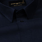 Ophel Navy Blue Plain Oxford Cotton Shirt - John Ellies
