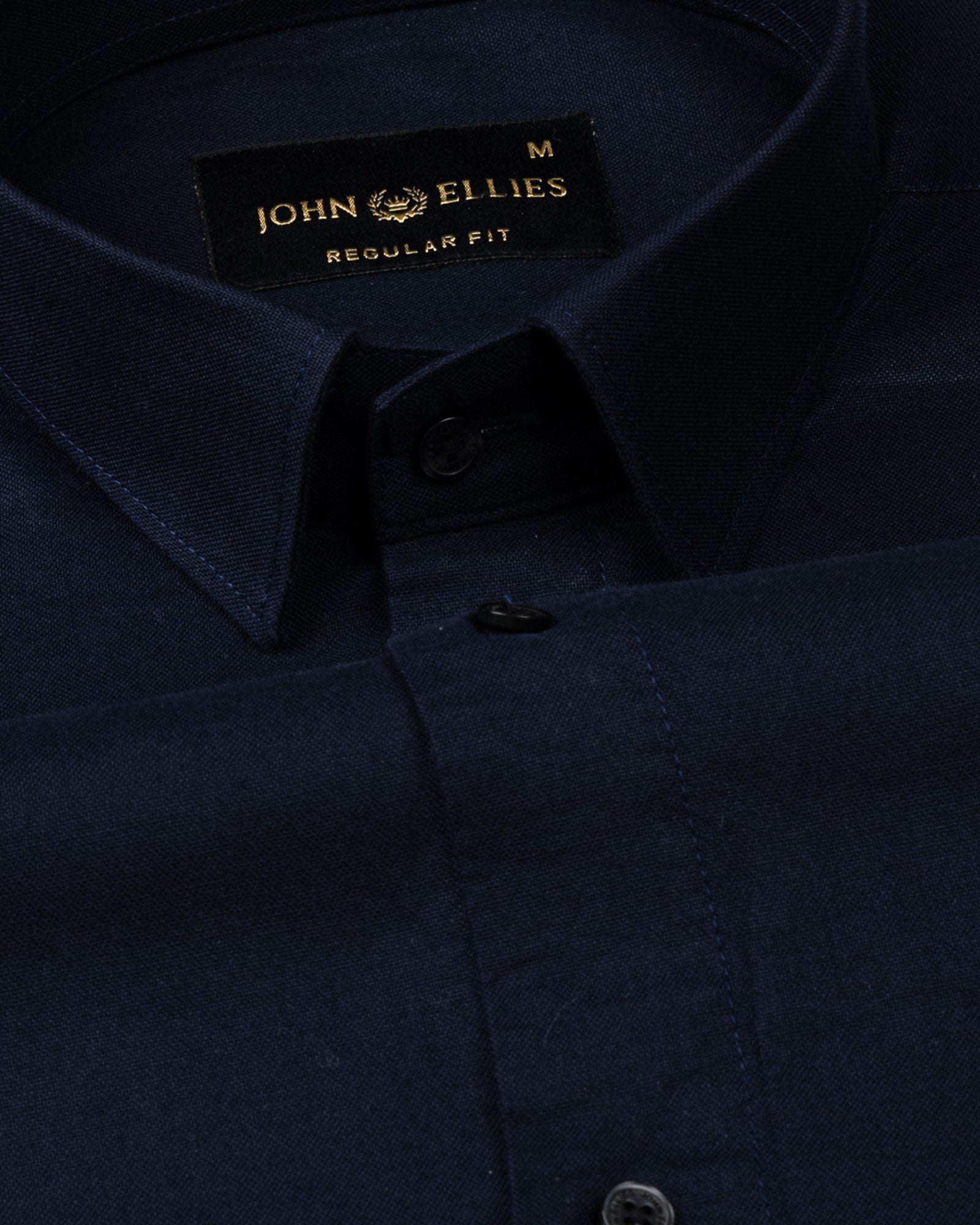 Ophel Navy Blue Plain Oxford Cotton Shirt - John Ellies