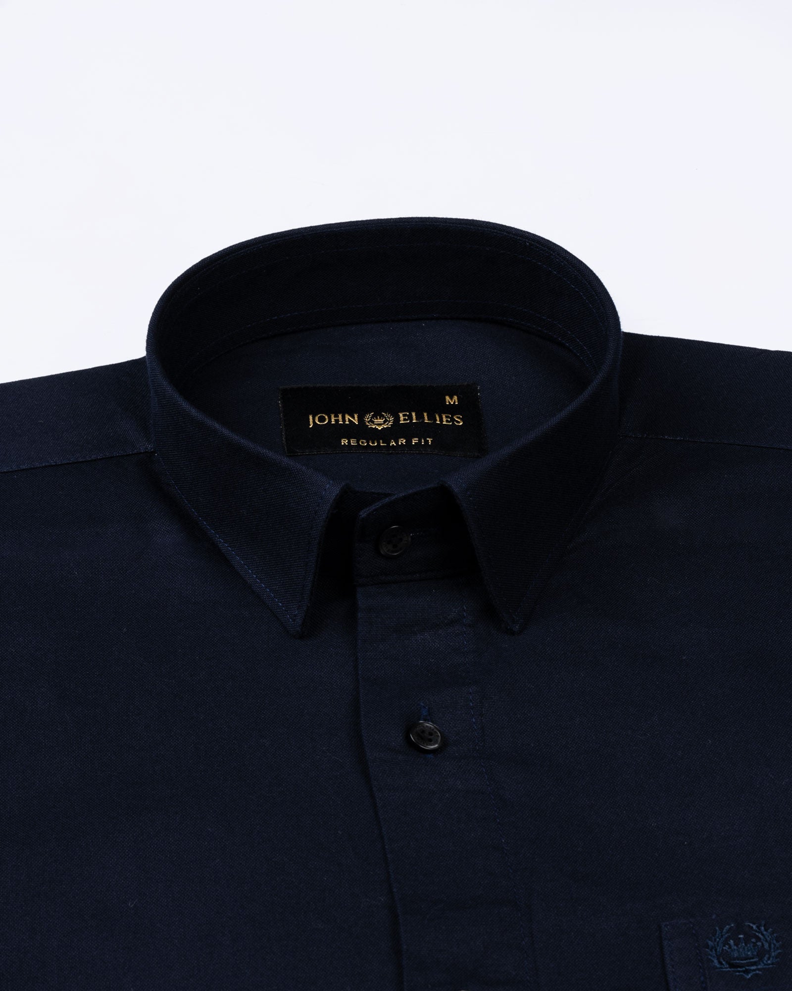 Ophel Navy Blue Plain Oxford Cotton Shirt - John Ellies