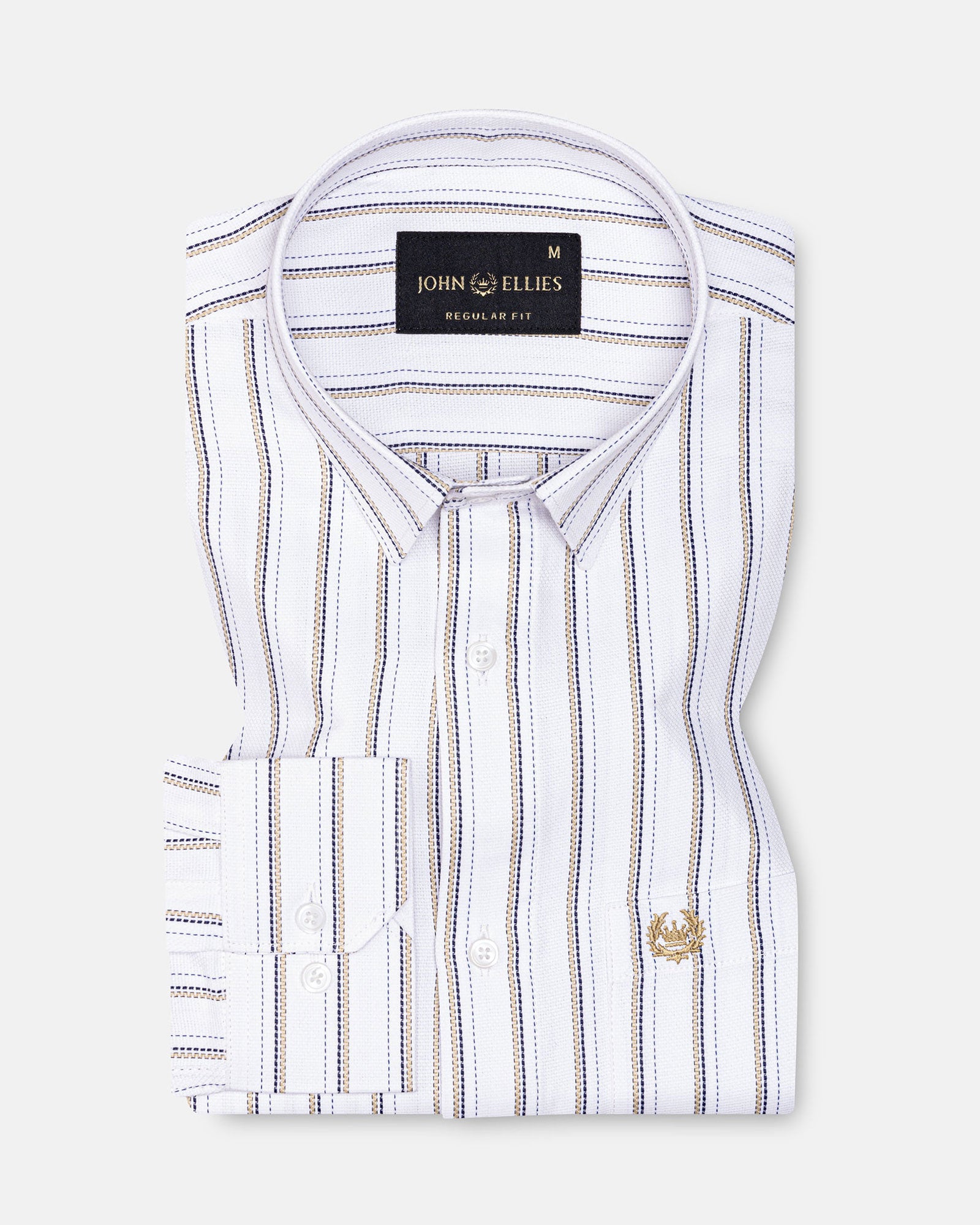 Edific Cream Stripes Cotton Shirt - John Ellies
