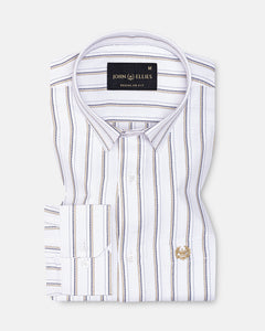 Edific Cream Stripes Cotton Shirt - John Ellies