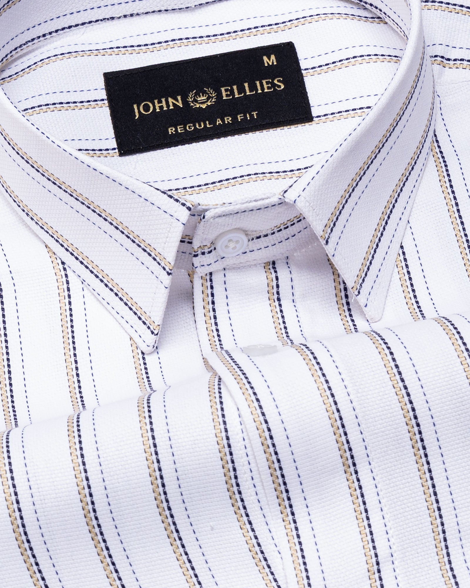 Edific Cream Stripes Cotton Shirt - John Ellies