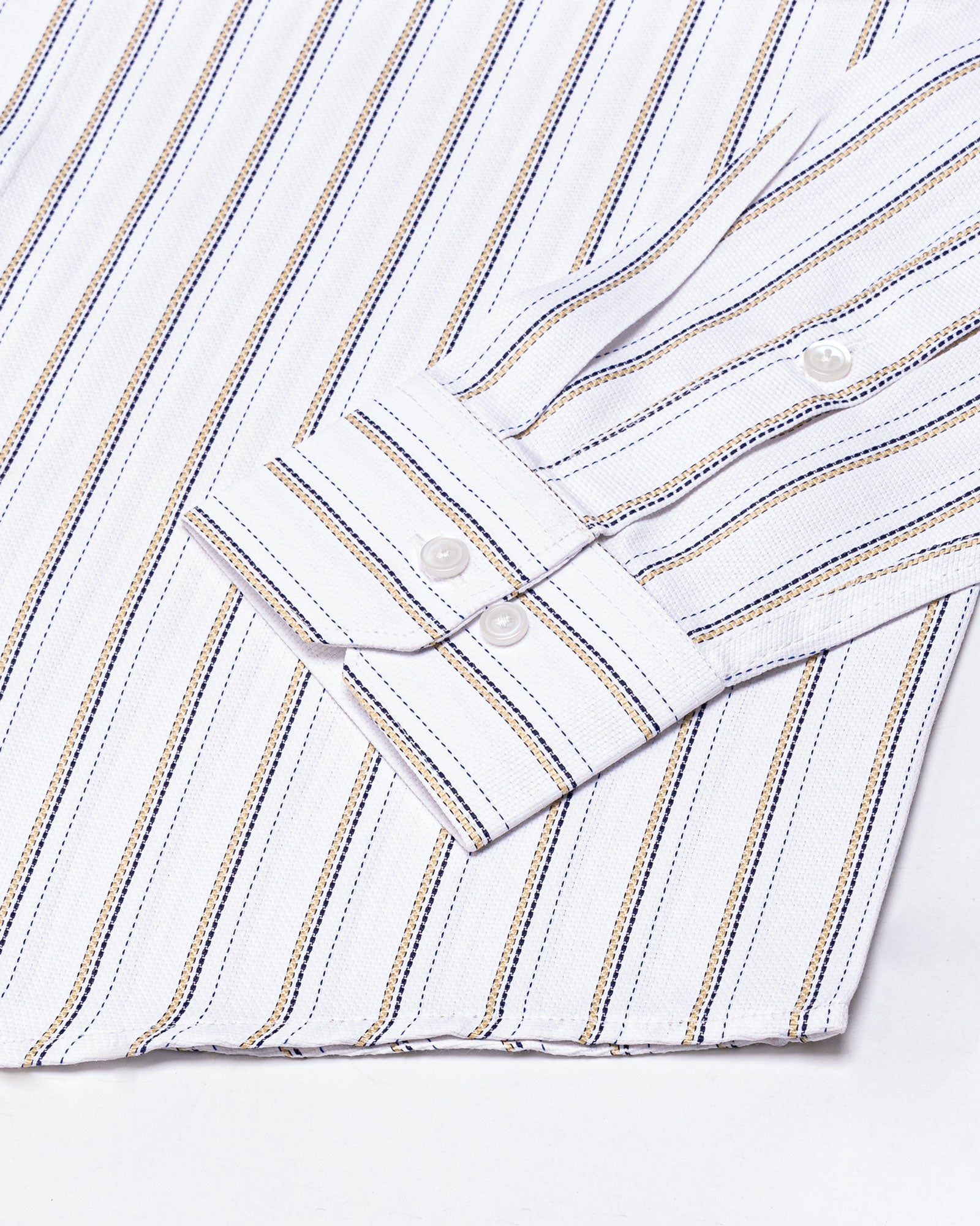 Edific Cream Stripes Cotton Shirt - John Ellies