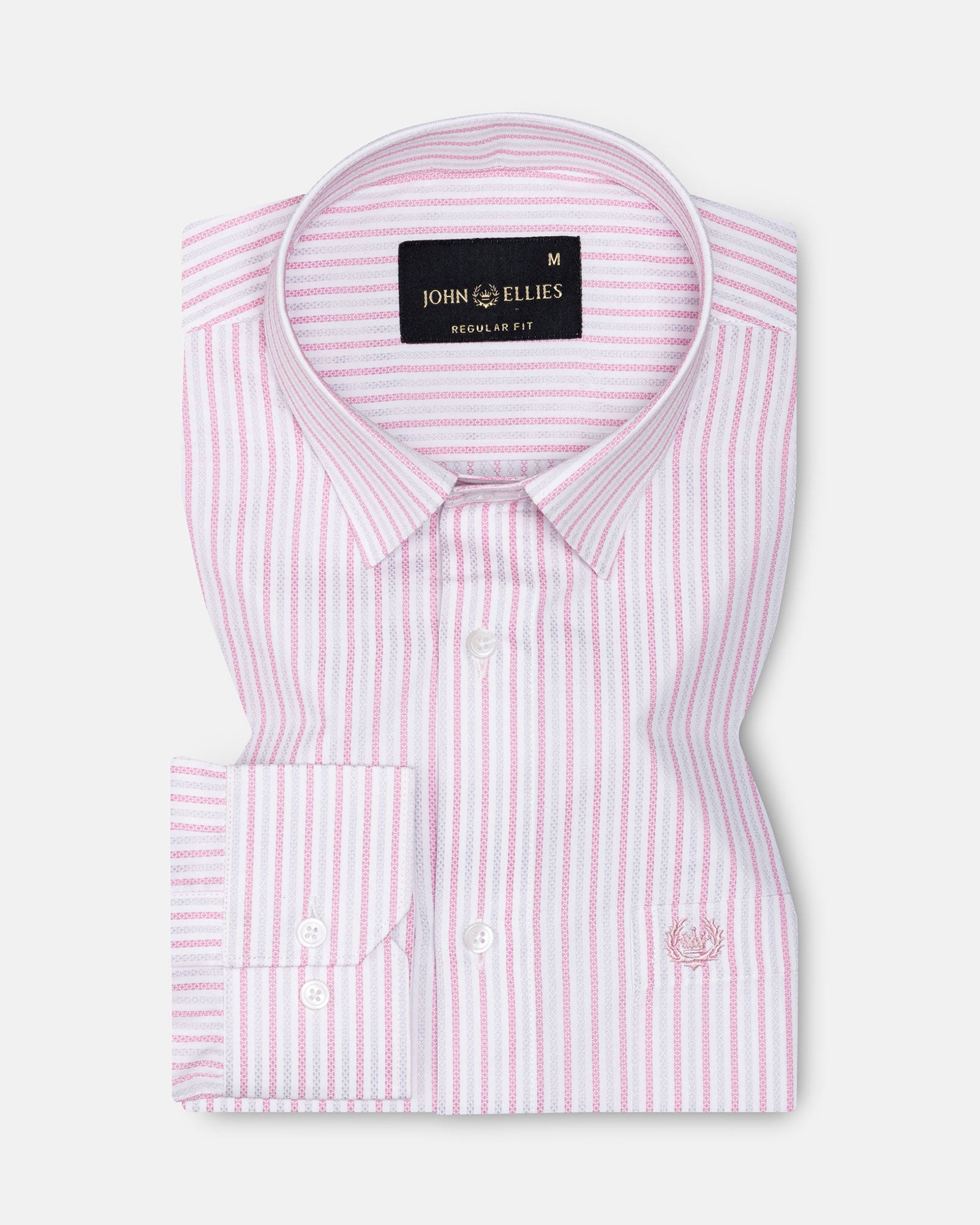 Edific Pink & Silver Stripes Cotton Shirt - John Ellies