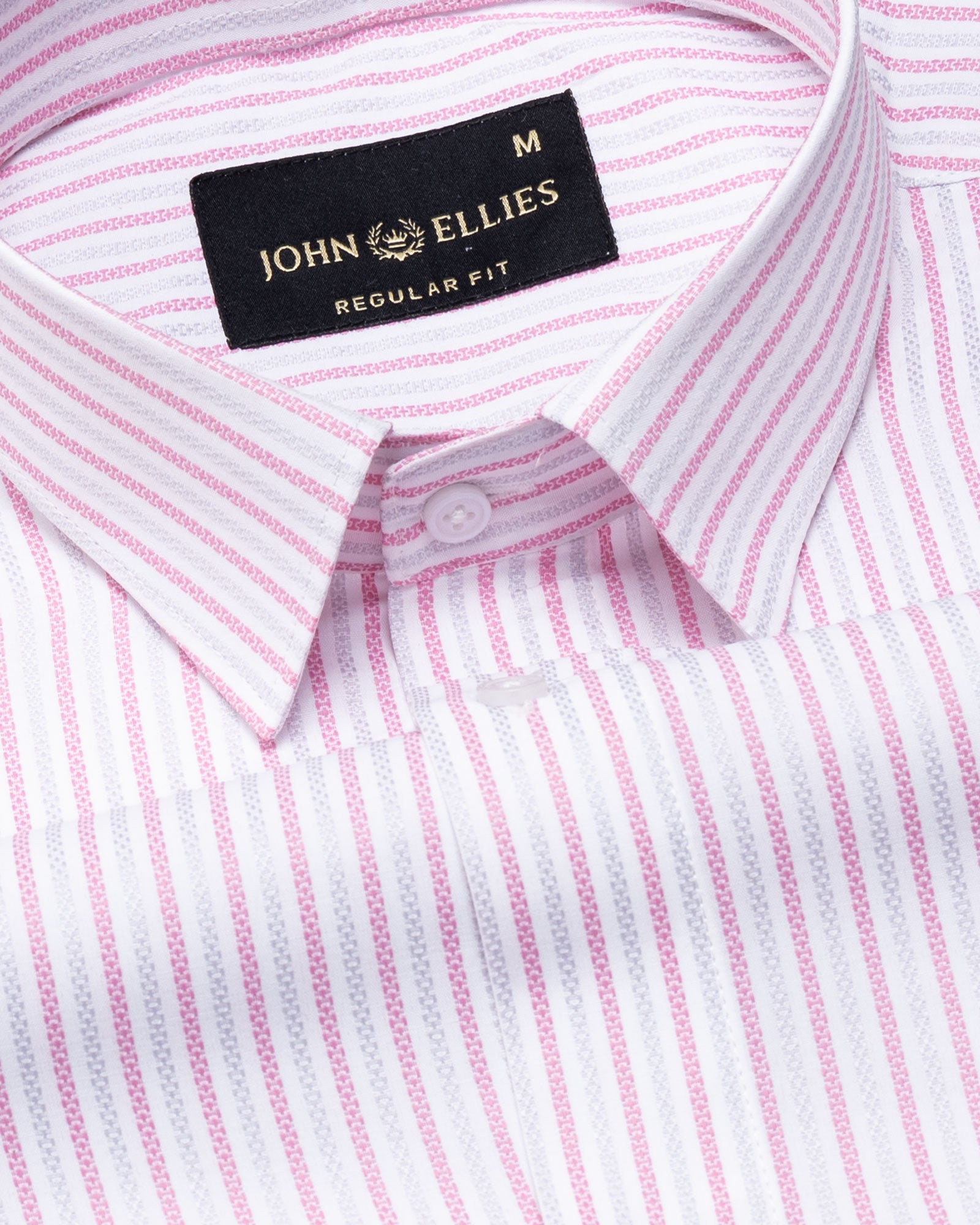 Edific Pink & Silver Stripes Cotton Shirt - John Ellies